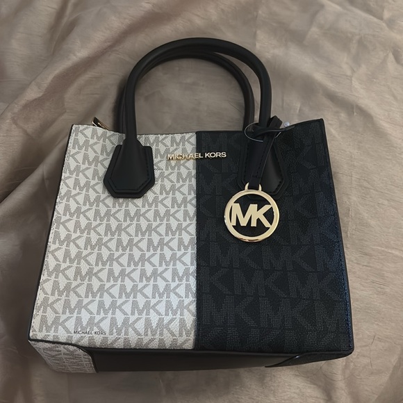 Michael Kors Black and Cream Satchel Small with Crossbody Strap - Picture 1 of 16